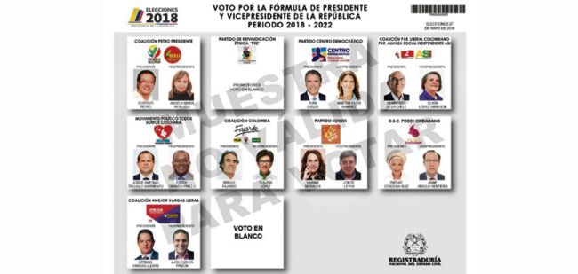 Este es el tarjetón para elecciones presidenciales en Colombia | Noticias de Buenaventura, Colombia y el Mundo