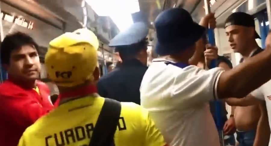 [VIdeo] Asi fue la pelea en el metro de Moscú entre hinchas colombianos e ingleses | Noticias de Buenaventura, Colombia y el Mundo