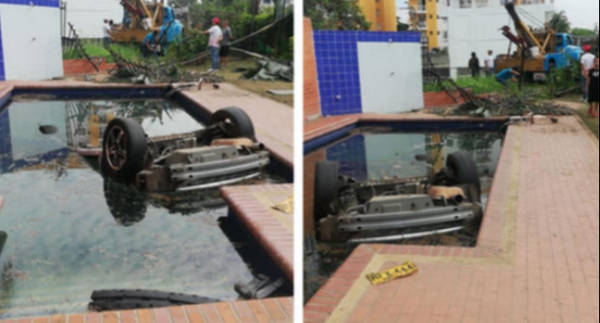 Este carro conducido por un menor de edad terminó en una piscina en Cali | Noticias de Buenaventura, Colombia y el Mundo