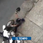 A golpes de casco dañaron motocicleta de agente de Tránsito en Cali - Cali - Colombia