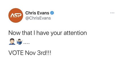 El actor pidió que todos votaran (Twitter: @ChirsEvans)