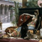 "Cleopatra prueba venenos en los prisioneros" (1887), de Alexandre Cabanel. Oleo sobre lienzo (165 × 290 cm) en el Museo Real de Bellas Artes de Amberes