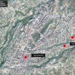 Las áreas donde HRW encontró restos de municiones de racimo en Stepanakert, Nagorno Karabaj

