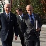 Vice President Joe Biden walks across Pennsylvania and West Executive Avenues, en route to the White House from the Blair House, in Washington, D.C., Nov. 14, 2014. Pictured are Juan Gonzalez, Billy Davis, Michael Schrum. (Official White House Photo by David Lienemann)