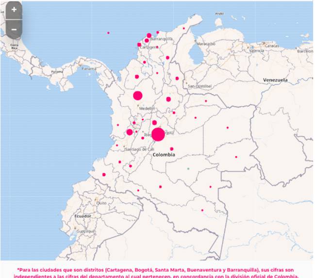 Mapa de casos y muertes por coronavirus por departamentos en Colombia: hoy, 19 de octubre