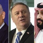 Benjamin Netanyahu, Mike Pompeo y el príncipe Mohamed Bin Salman