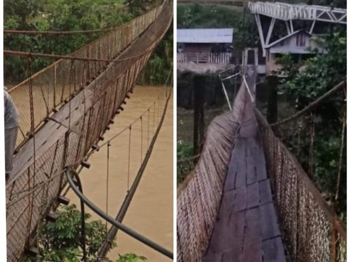 Se rompieron los cables del puente colgante de San Cipriano, en plena temporada de lluvias
