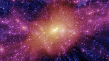 El cúmulo de Virgo en la simulación.  Usando una supercomputadora, la simulación fue diseñada para reflejar las consecuencias del mundo real de las leyes de la física que actúan sobre la materia oscura y el gas cósmico durante los 13.700 millones de años desde el Big Bang.