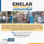 El programa institucional ‘Enelar Más Cerca de la Comunidad’ se traslada este viernes 20 de mayo al municipio de Saravena con atención personalizada de la Gerencia