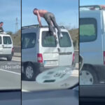 Impactante video muestra a un hombre enloquecido en topless colgando del techo de un auto en una autopista | Noticias de Buenaventura, Colombia y el Mundo
