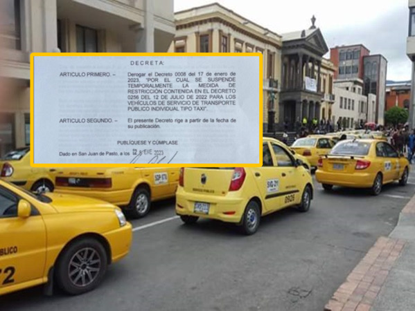 En Pasto nuevamente los taxis volverán a tener ‘pico y placa’: informó la Alcaldía
