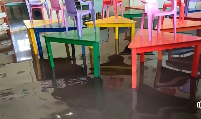 Centro educativo El Charco se inundó por las fuertes lluvias en Ipiales, cientos de alumnos sin clases