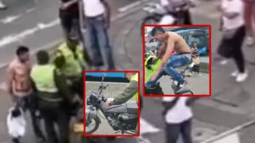 'Están violando y esperando que no hagan nada', el motociclista cruzaba el carril MIO, 'peleó' con la policía y le gritaron 'no le peguen'