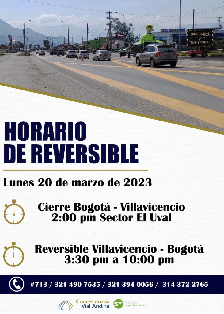 Via Bogotá-Villavicencio: conozca el horario del plan retorno para este lunes festivo