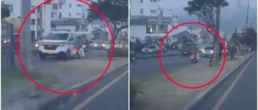 Motociclista en contravía en Pasto casi choca con otros vehículos y hasta con uno de la Policía